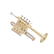 Load image into Gallery viewer, Professional Bb Piccolo Trumpet Brass Gold Lacquer Surface Trumpet Three Tone Trumpet High Quality Monel Piston

