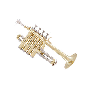 Professional Bb Piccolo Trumpet Brass Gold Lacquer Surface Trumpet Three Tone Trumpet High Quality Monel Piston