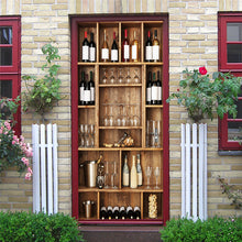 Load image into Gallery viewer, 2PCS SET 3D Door Sticker PVC Self-adhesive Waterproof Removable Home Decor Wine Shelf Decals DIY Wall Art Mural stickers porte
