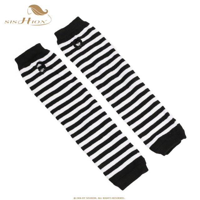 Striped Wrist Arm Hand Arm Warmers Knitted Finger-less Gloves Long Sleeve soft striped Elbow Gloves