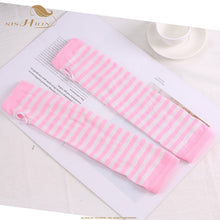 Load image into Gallery viewer, Striped Wrist Arm Hand Arm Warmers Knitted Finger-less Gloves Long Sleeve soft striped Elbow Gloves

