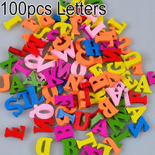 Load image into Gallery viewer, 100Pcs Colorful Letters Numbers Wooden Flatback Cute Fridge Magnets DIY Home Decoration Accessories Kids Early Learning toys
