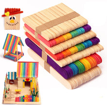 Load image into Gallery viewer, 50Pcs DIY Crafts Wooden Stick Popsicle Colorful Ice Cream Sticks Hand Craft Art Creative Educational Toys For Children Kids Fun Time
