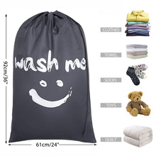 Load image into Gallery viewer, Smile Shape Nylon Laundry Bag Wash Me Travel Storage Pouch Machine Washable Dirty Clothes Organizer Wash Drawstring Bag
