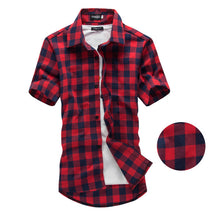 Load image into Gallery viewer, Men Summer Fashion Plaid Shirt Mens Checkered Shirts Short Sleeve Shirt Men Wear
