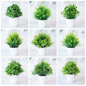 1pc Artificial Plants Green Bonsai Small Tree Pot Plants Fake Flower Potted Ornaments for Home Decoration Craft Plant Decorative