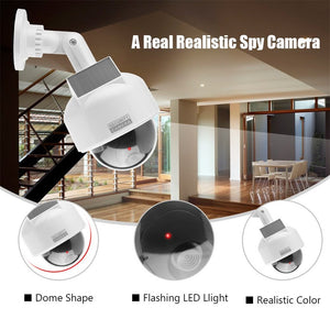 Fake Solar Power CCTV Camera Waterproof Outdoor Surveillance Cameras Flashing Red LED Light Simulation Camera