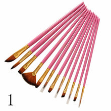 Load image into Gallery viewer, 12Pcs Nylon Art Brushes Watercolor Painting Brush Variety Style Wooden Handle Oil Acrylic Painting Brush Pen Art Supplies
