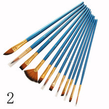 Load image into Gallery viewer, 12Pcs Nylon Art Brushes Watercolor Painting Brush Variety Style Wooden Handle Oil Acrylic Painting Brush Pen Art Supplies
