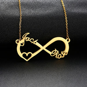 Custom 2/3/4 Names Necklace Infinity with Heart Icon Chokers for Women Personalize Couple Family Nameplate Love Gifts