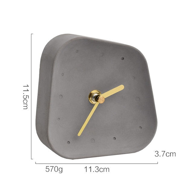 Nordic Home Decoration Accessories Geometry Shaped Cement Table Clock Desktop Decoration Mute Concrete Small Desk Clock
