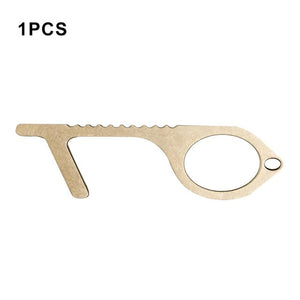 Non-Contact Protection Tool Elevator Button Safety Door Opener Tool Key-chain Isolation Brass Key Door Opener No Touch Tools