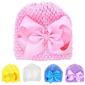 MAYA STEPAN 1 Pieces New FashionBow Hollow Baby Girls Hat Newborn Elastic Baby Turban Hats For Girls Cotton Infant Beanie Cap