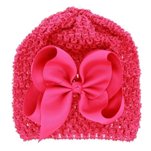 MAYA STEPAN 1 Pieces New FashionBow Hollow Baby Girls Hat Newborn Elastic Baby Turban Hats For Girls Cotton Infant Beanie Cap