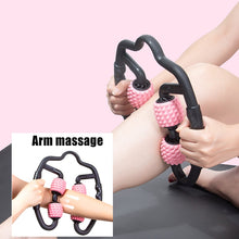 Load image into Gallery viewer, 4 Wheel U Shape Trigger Point Massage Roller for Arm Leg Neck Muscle Tissue Fitness Home Gym Yoga Pilates Sport Exercise Muscle
