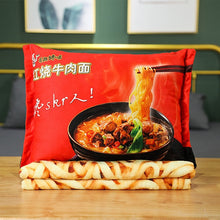 Load image into Gallery viewer, Instant Noodles Stuffed Pillow with Fried Noodle Blanket Joke Gifts Plush Pillow Fun Toy Food Style Blanket Throw Grocery Novelties
