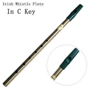 Irish Whistle Flute C key Ireland Flute Feadog Brass Tin Pennywhistle Metal Pocket Feadan 6-Hole Handheld Musical Instrument