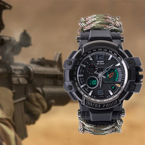 Outdoor Survival Watch Multi-functional Waterproof Military Tactical Para-cord Watch Bracelet Camping Hiking Emergency Gear EDC