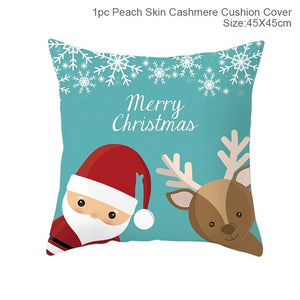 45x45cm Cotton Linen Merry Christmas Cover Cushion Christmas Decor for Home Happy New Year Decor 2021