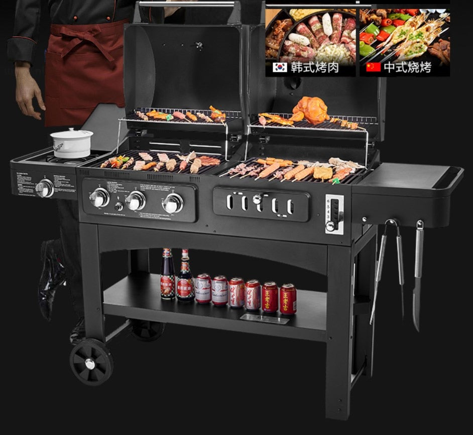 supper quality outdoor gas and charcoal BBQ grill ,double BBQ grill