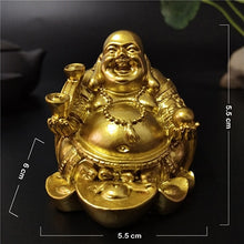 Load image into Gallery viewer, Gold Laughing Buddha Statue Chinese Feng Shui Money Maitreya Buddha Sculpture Figurines For Home Garden Decoration Statues
