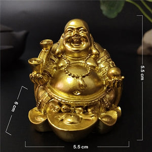 Gold Laughing Buddha Statue Chinese Feng Shui Money Maitreya Buddha Sculpture Figurines For Home Garden Decoration Statues