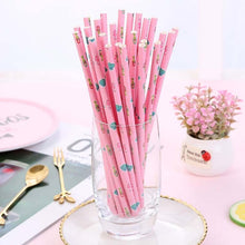 Load image into Gallery viewer, 25pcs Disposable Paper Straws Creative Mixed Drinking Straw Birthday Party Decorations Kids Baby Shower Wedding Party Supplies
