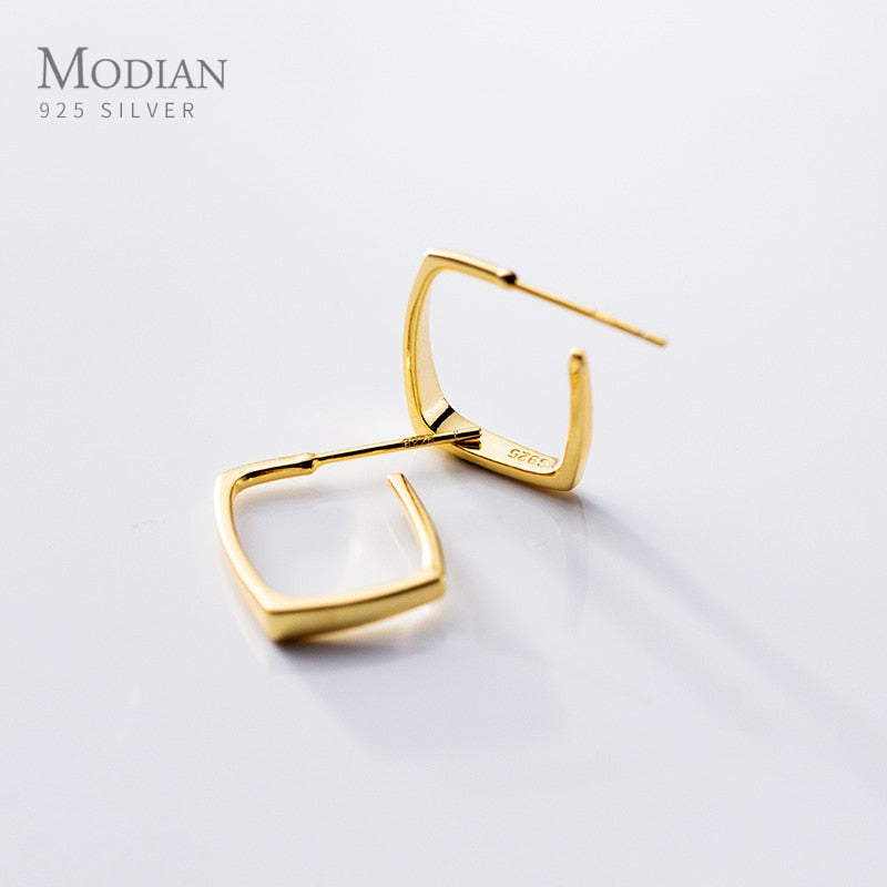 Modian Brincos 925 Sterling Silver Gold Color Geometric Stud Earrings for Women Charm Design Earrings Fine Jewelry Gifts
