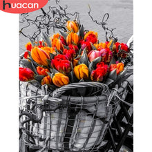 Load image into Gallery viewer, Black &amp; White 5D Diamond Painting DIY Full Drill Colorful Flowers Diamond Embroidery Handcraft Home Decoration Great Gift

