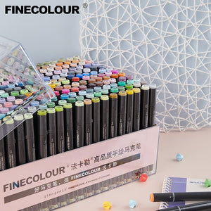 Finecolour Art Marker/Plastic Portable Hard Box Pen EF100/101/102/103 160/240/480 Colors Double-Headed Brush Alcohol Oily Marker