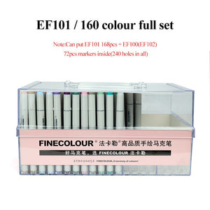 Finecolour Art Marker/Plastic Portable Hard Box Pen EF100/101/102/103 160/240/480 Colors Double-Headed Brush Alcohol Oily Marker