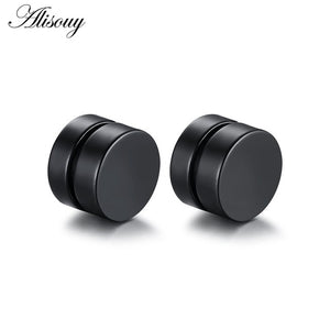 2pcs Punk Mens Strong Magnet Magnetic Ear Stud Set Non Piercing Earrings Ear Plugs Jewelry Gift for Friends Lovers