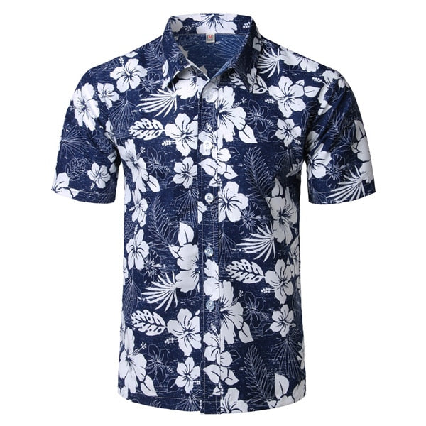 Mens Summer Hawaiian Flower Beach Shirt Short Sleeve Floral Shirts Men Casual Holiday Vacation Clothing