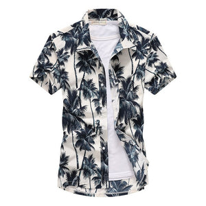 Colorful Patchwork Printed Hawaiian Style Beach Shirt for Men Short Sleeve Comfortable Shirts