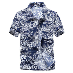 Colorful Patchwork Printed Hawaiian Style Beach Shirt for Men Short Sleeve Comfortable Shirts