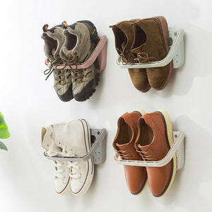 Wall-Mounted Fold-Up Shoe Rack Home Wall Storage Shelf Slippers Shoes Boots High Heels Sneakers Storage Racks