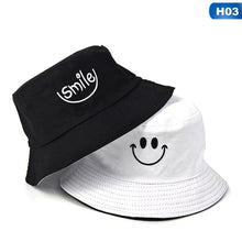 Load image into Gallery viewer, SMILE Bucket Hat Double Sided Bucket Hat Smiling face Unisex Fashion Bob Cap Hip Hop Gorro Men Summer Cap
