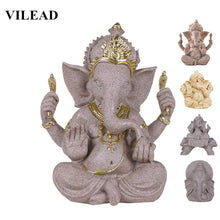 Load image into Gallery viewer, Sandstone Indian Ganesha Elephant God Statue Religious Hindu Elephant-Headed Fengshui Buddha Sculpture Home Decor Crafts
