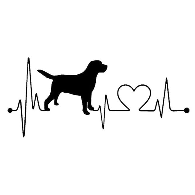 15cm*5cm Creative Car Decal Sticker Labrador Retriever Heartbeat Love Sticker on Car Funny Decals Vinyl Car Styling