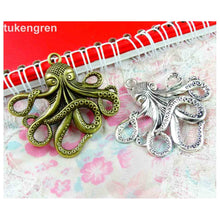 Load image into Gallery viewer, 10pcs Octopus Charms DIY Jewelry Making Pendant Fit Bracelets Necklaces  Handmade Crafts Antique Silver Plated Bronze Charm
