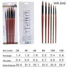 Load image into Gallery viewer, Art Model Paint Nylon Hair Acrylic Oil Watercolor Drawing Art Supplies Brown 6 Pcs Painting Craft Artist Paint Brushes Set
