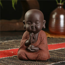 Load image into Gallery viewer, Buddha statues small monk color sand ceramic home club geomantic decoration Purple Sand Figurines Tea Pet

