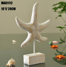 Load image into Gallery viewer, Mediterranean Style Wood Crafts Home Decoration Accessories Wooden Crafts Starfish Conch Hippocampus Wood Carving Marine Decor
