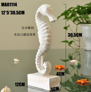 Mediterranean Style Wood Crafts Home Decoration Accessories Wooden Crafts Starfish Conch Hippocampus Wood Carving Marine Decor