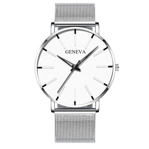 Minimalist menswear ultra thin watches simple business stainless steel mesh belt quartz watch