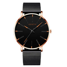 Load image into Gallery viewer, Minimalist menswear ultra thin watches simple business stainless steel mesh belt quartz watch
