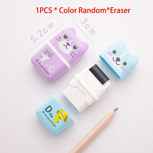 1pcs Cute Cartoon Roller/Colorful Rectangle Eraser Rubber Students Stationery Kids Gifts School Office Correction Supplies