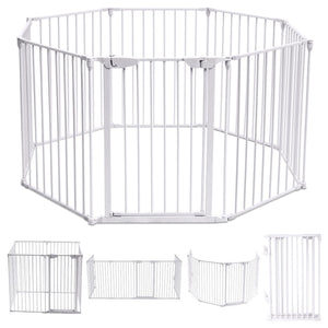 Multifunctional 8-Panel Metal Gate Baby Pet Safe Fence Playpen Dog Barrier Wall-mountable Fencing for Dogs of Kids Pet Gates & Barriers