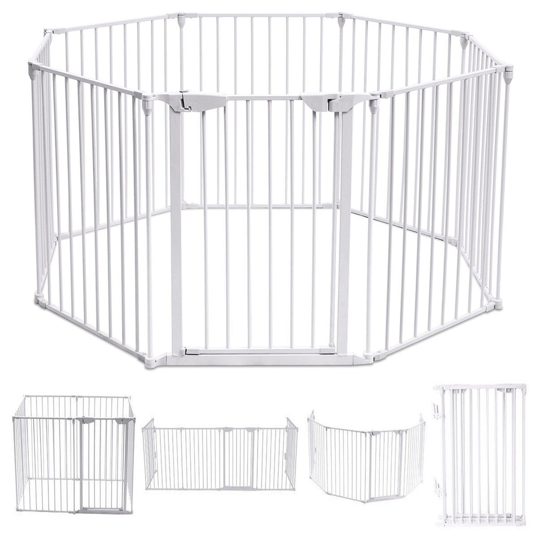 Multifunctional 8-Panel Metal Gate Baby Pet Safe Fence Playpen Dog Barrier Wall-mountable Fencing for Dogs of Kids Pet Gates & Barriers