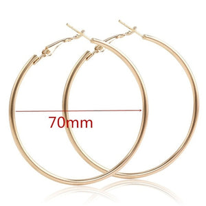 40mm 60mm 70mm 80mm Exaggerate Big Smooth Circle Hoop Earrings Simple Party Round Loop Earrings for Women Jewelry Choose Style Gold Silver